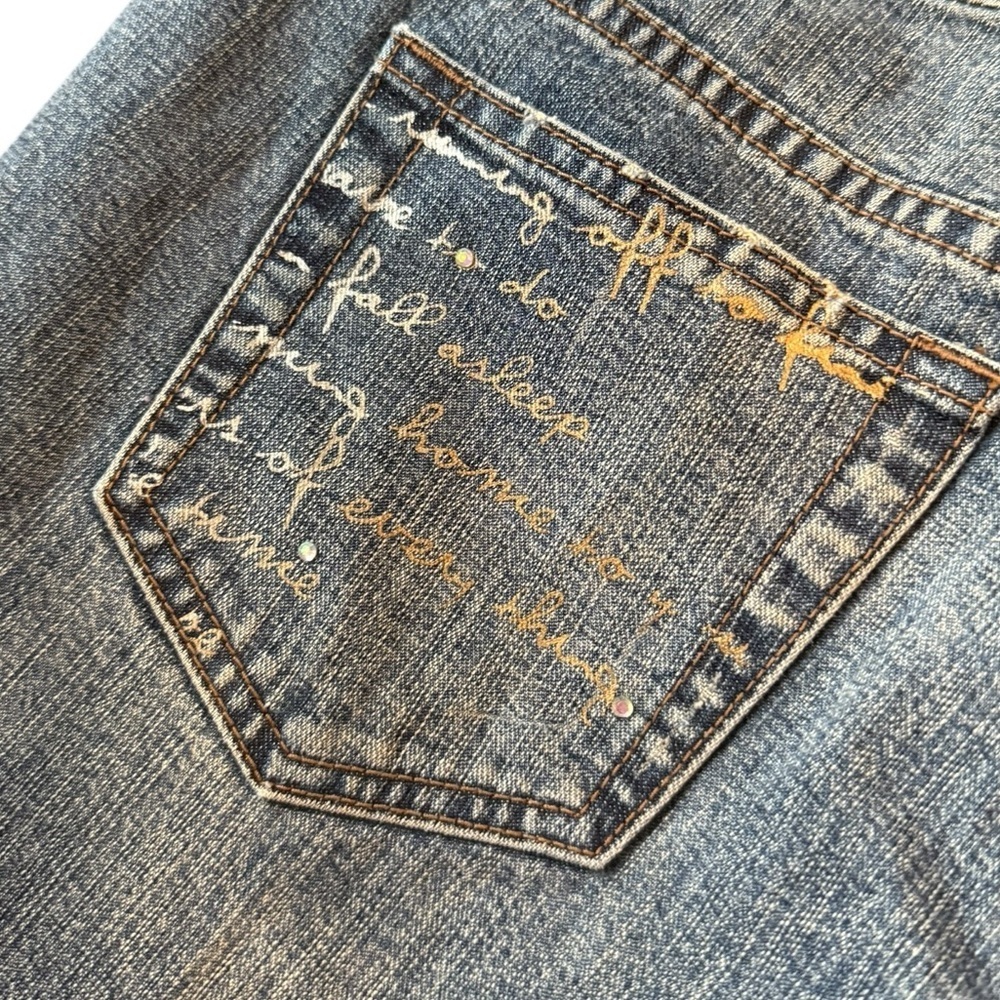 Vintage Y2K Express Jeans Women’s Low Rise Flare Jeans Size 7/8 Embellished - Picture 5 of 9